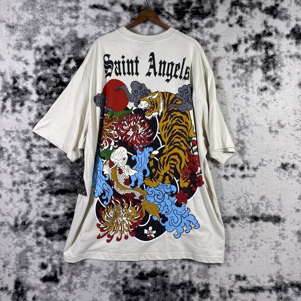 Rebel Vengeance Shirt Mens Size 3XL Long Length Saint Angels Tiger Koi